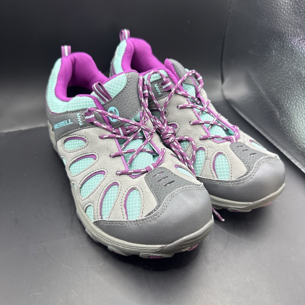 NEW Merrell Womens 6M Chameleon Low Lace Shoes Gray Aqua Waterproof MY52379